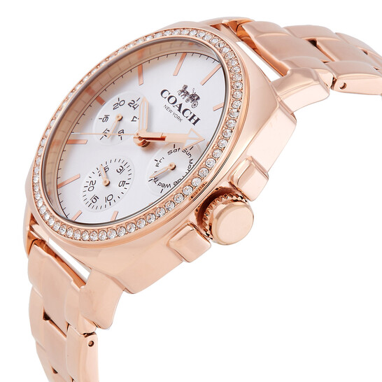 Coach Boyfriend Chronograph Quartz Crystal Silver Dial Ladies