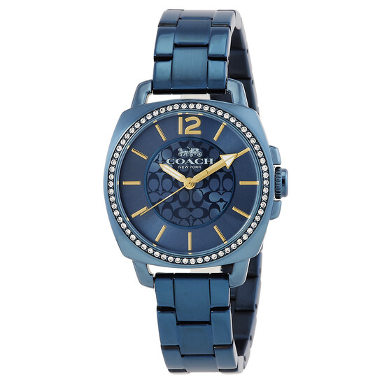 Coach Boyfriend Quartz Crystal Blue Dial Ladies Watch 14503985