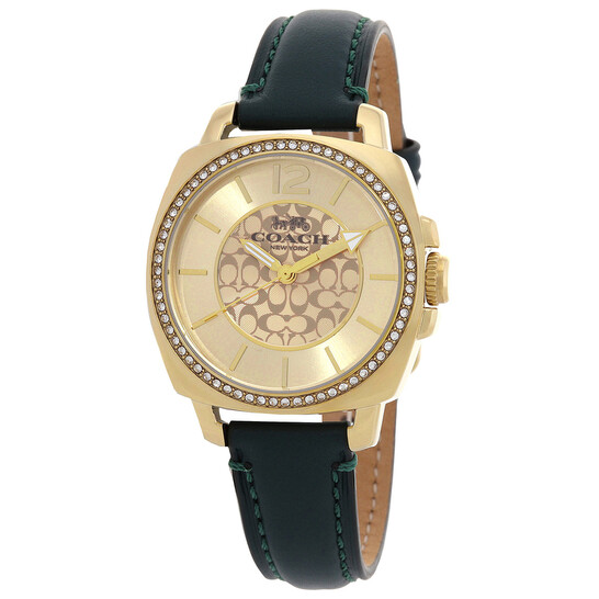 Coach Boyfriend Quartz Crystal Gold Dial Ladies Watch 14503982