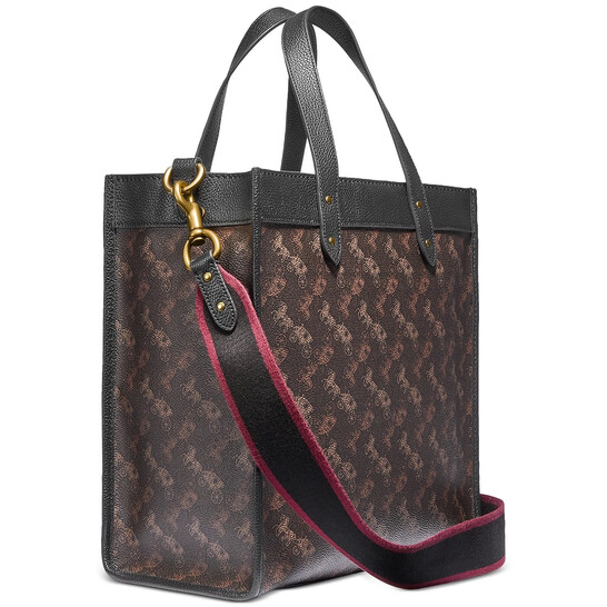 Coach Brass/Truffle Black Ladies Field Tote With Horse And
