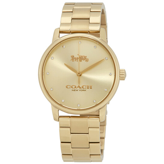 Coach Grand Quartz Crystal Gold Dial Ladies Watch 14502927  display picture 1