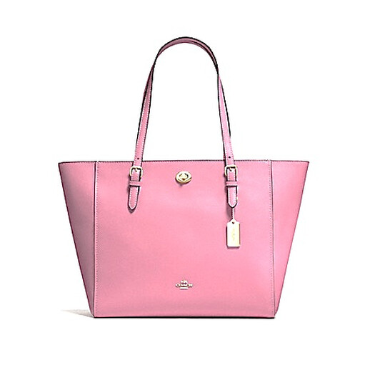バッグ Coach Turnrock Pink Leather Tote Bag luxury-women-coach-used-