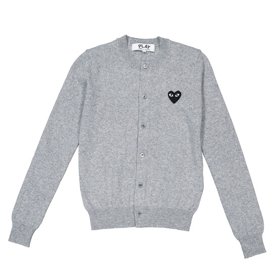 Comme Des Garcons Black Heart Logo Cardigan In Grey, Size X-Small