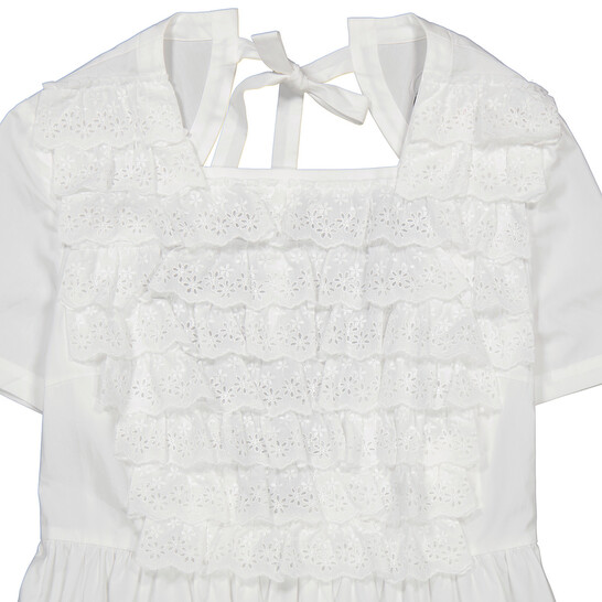Comme Des Garcons Girl White Ruffled Cotton-poplin Dress