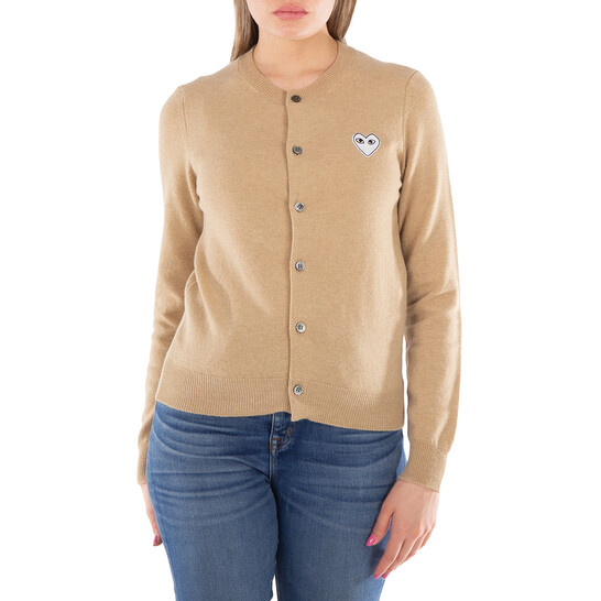 Comme Des Garcons Ladies Heart Logo Crewneck Cardigan, Brand Size