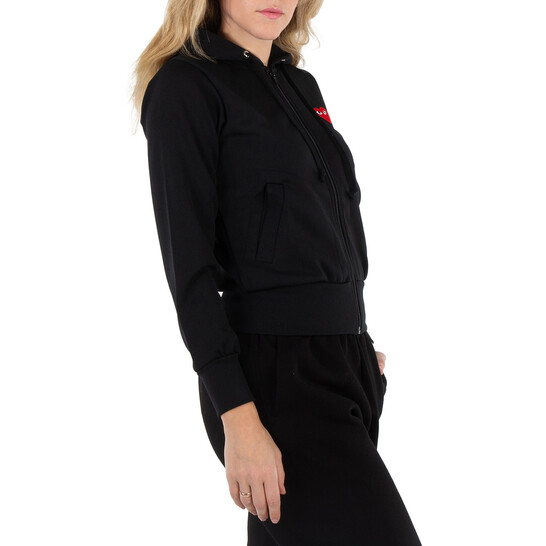 Comme Des Garcons Ladies Long-sleeve Embroidered Heart Logo Hoodie