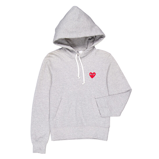 トップス Heart tulle sweatshirt gray Comme Des Garcons Long-sleeve Embroidered Heart Logo Hoodie