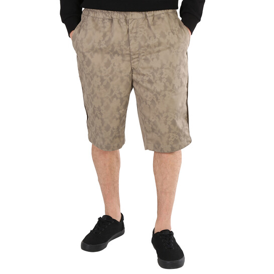 Comme Des Garcons Men's Khaki Elasticised Floral Print Shorts
