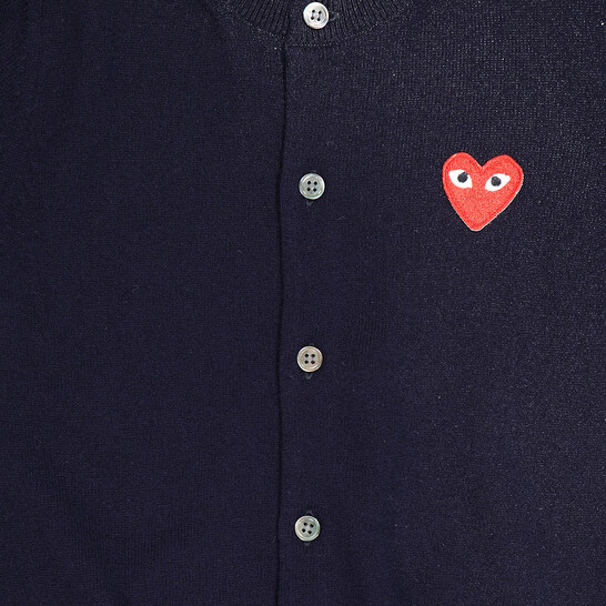 Comme Des Garcons Play Ladies Navy Long Sleeve Logo Cardigan