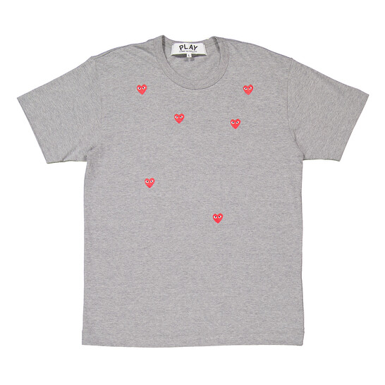 Comme Des Garcons Play Scattered Hearts Cotton T-Shirt, Size Large