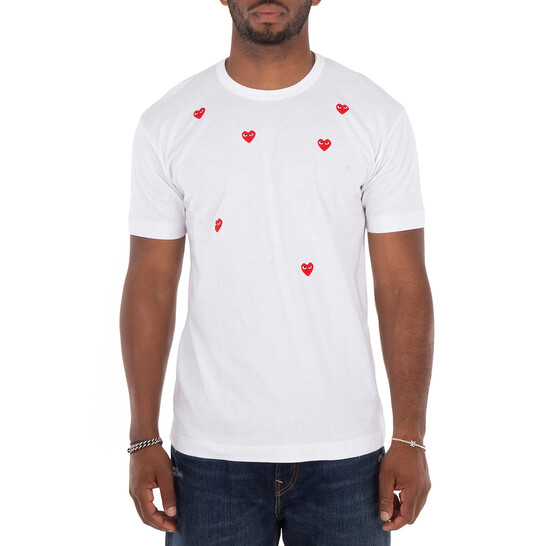 Comme Des Garcons Play Scattered Hearts Cotton T-Shirt, Size
