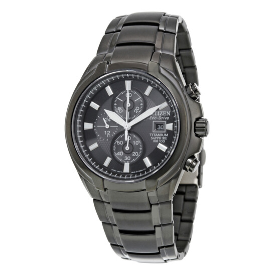 Citizen Ctizen Eco Drive Chronograph Black Dial Titanium Men's
