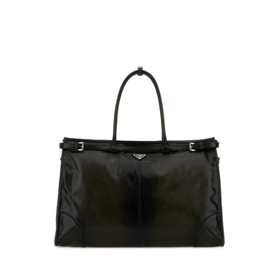 Dark Green Leather Prada Bonnie Shopping Bag - 546x546