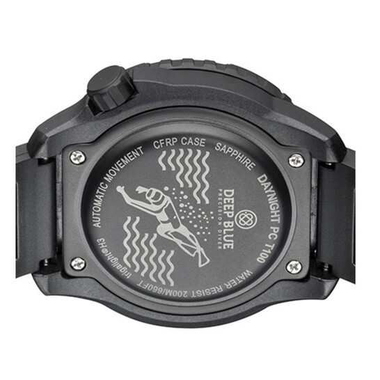 Deep Blue Daynight Diver PC Automatic Black Dial Men's Watch DNPCBLKWHTRBOW