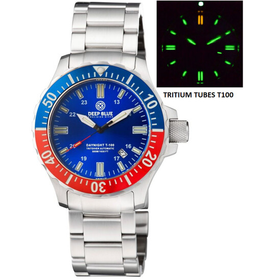 Deep Blue Daynight Tritdiver T-100 Automatic Blue Dial Watch