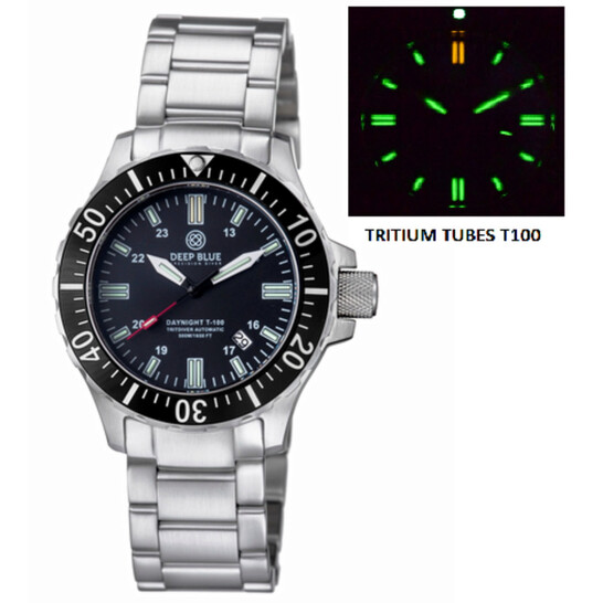 Deep Blue Daynight TritDiver T-100 Men's Watch TRITDIVERBLACKBLACK
