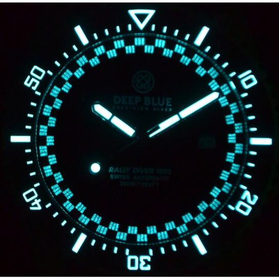 Deep Blue Rally Diver 1000 Automatic Black Dial Men's Watch RD1000BLKLIGHTBLUESTRAP - 546x546 Image #2