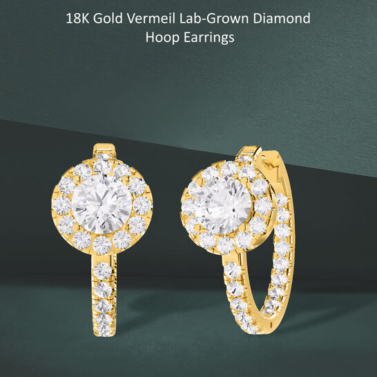Diamond2Deal 18k Vermeil Plated Silver 2.80 Ct Round Lab