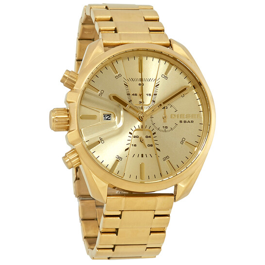 Diesel MS9 Lefty Chronograph Quartz Gold Sunray Dial Men's Watch