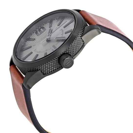 Diesel Rasp Grey Dial Brown Leather Men's Watch DZ1764