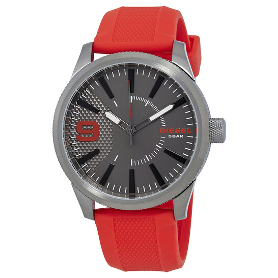 Diesel Rasp Gunmetal Dial Red Silicone Men