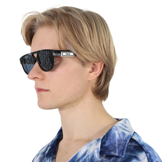 Dior DIORB23 R1I Blue Logo Mirror Pilot Men's Sunglasses