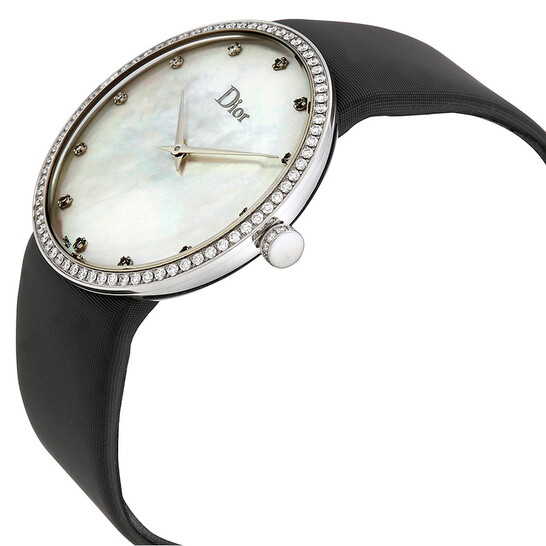 Dior La D De Dior Mother of Pearl Dial Black Satin Ladies