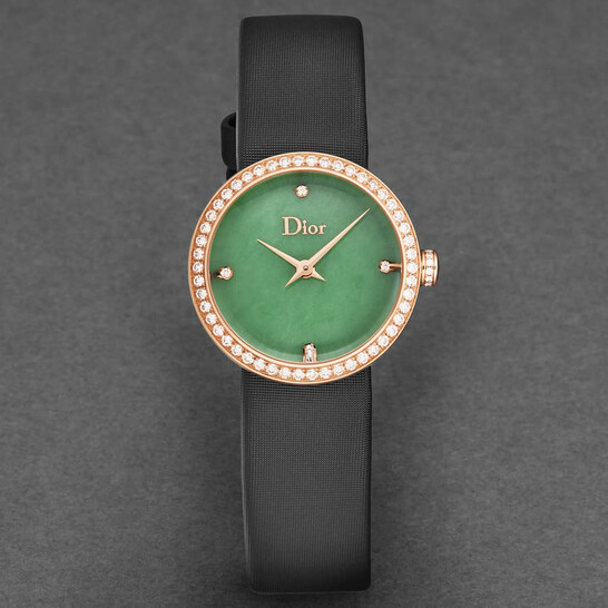 Dior La D De Dior Quartz Diamond Green Dial Ladies Watch