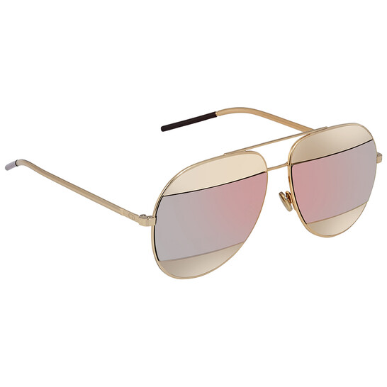 Dior Split Gold and Rose Gold Mirror Pilot Unisex Sunglasses  display picture 2