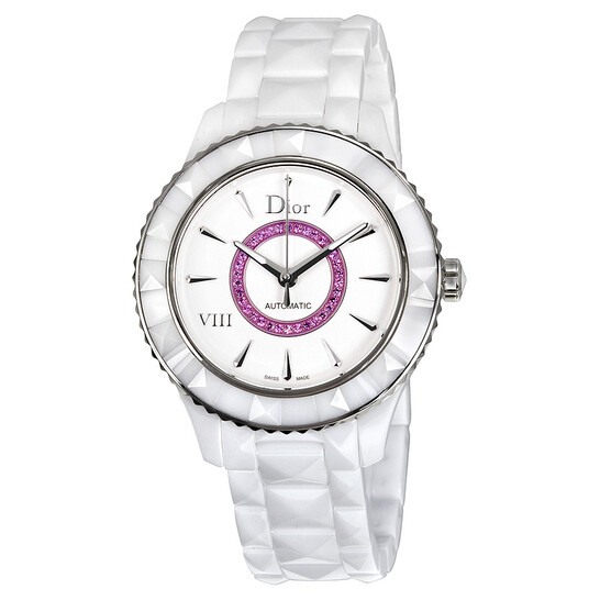 Dior VIII White Dial Ceramic Ladies Watch CD1245EFC001