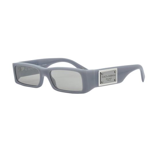 Dolce & Gabbana Light Grey Mirror Silver Rectangular Men's