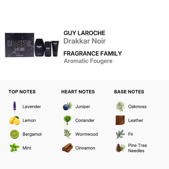Guy Laroche Drakkar Noir by Guy Laroche for Men - 3 Pc Gift Set