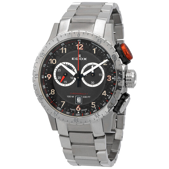 Edox Chronorally Chronograph Quartz Grey Dial Men's Watch 10114