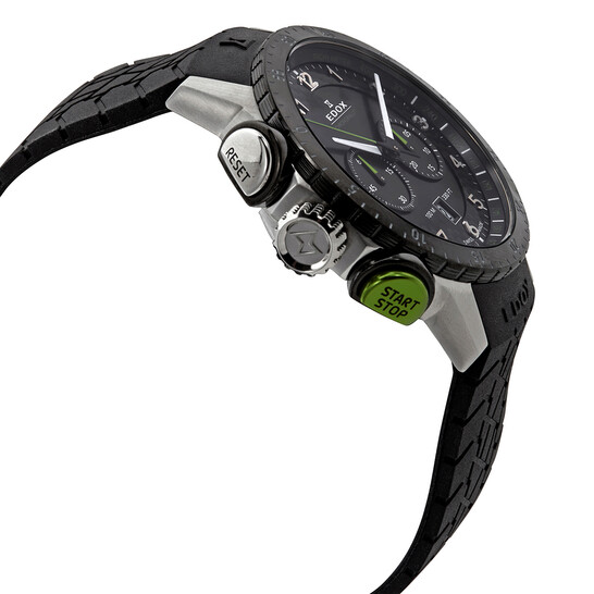 Edox Chronorally Chronograph Quartz Black Dial Men's Watch