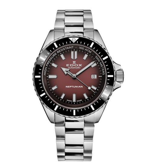 Edox Neptunian Automatic Red Dial Men's Watch 80120 3NM BRD