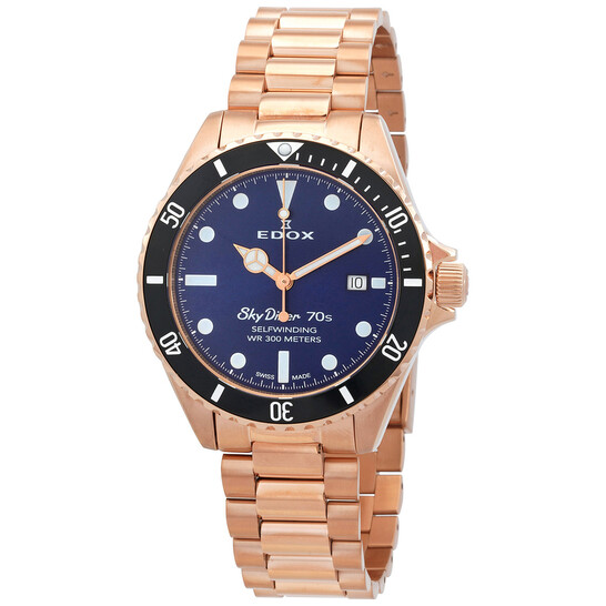 Edox Skydiver 70s Date Automatic Blue Dial Men's Watch 80112