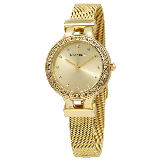 Ellen Tracy Quartz Crystal Champagne Dial Ladies Watch ET5180GD - 546x546