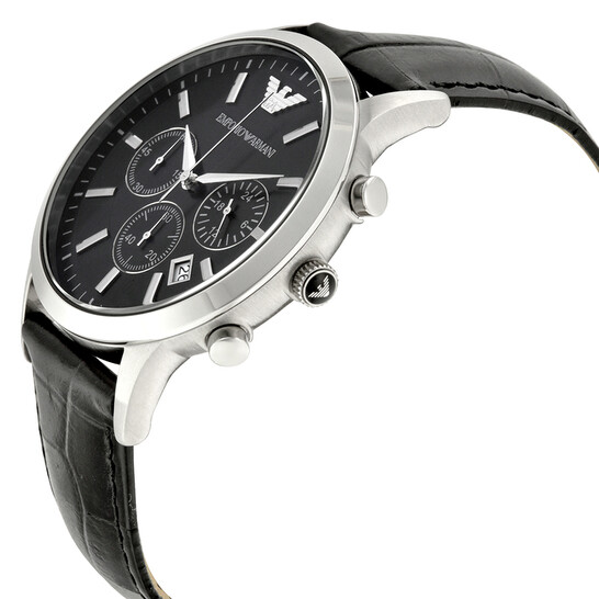 かなとさん専用ARMANI　AR2447 NEW GENUINE EMPORIO ARMANI AR2447 BLACK DIAL LEATHER STRAP