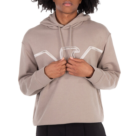 Emporio Armani Incense Eagle Logo Jersey Hoodie, Size Small 6D1MD2