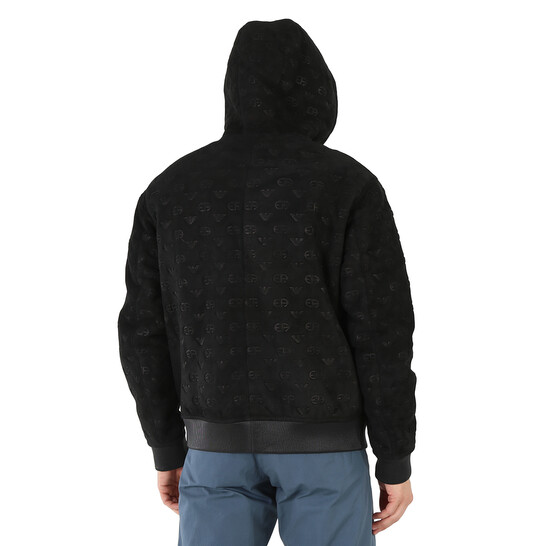 Emporio Armani Men's Black Logo-Embroidered Blouson Jacket, Brand