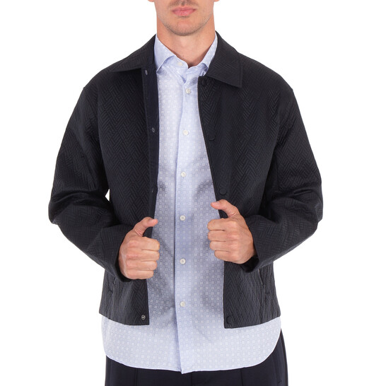 Emporio Armani Navy Embroidered Regular-Fit Jacket, Brand Size 46