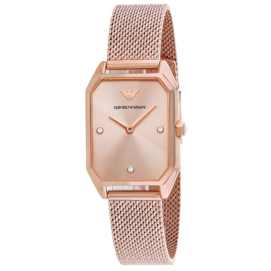 Emporio Armani Quartz Crystal Rose Gold Dial Ladies Watch AR11347