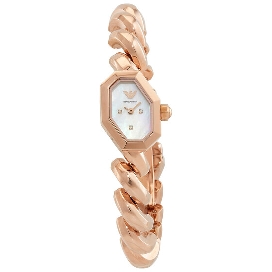 【EMPORIO ARMANI】Kieo Mother-of-Pearl Women's l Watch Emporio Armani Women's Retro Mother of Pearl Gold-Tone Watch