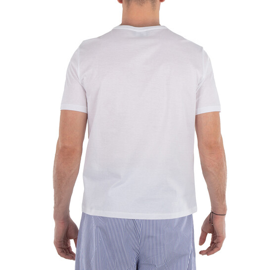 Emporio Armani Sequinned Logo Cotton T-Shirt In White, Size Emporio Armani Sequinned Logo Cotton T-Shirt In White, Size