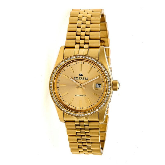 Empress Constance Gold-tone Brushed-Finish Sunray Automatic Ladies Watch EM1508 - 546x546