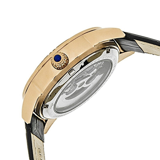 Empress Godiva White Mother of Pearl Dial Black Leather Strap Automatic Ladies Watch EM1107 - 546x546 Image #3