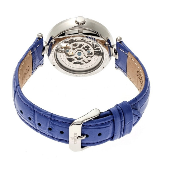 Empress Stella Silver Semi-Skeleton Dial Silver-tone Case Blue Leather Strap Automatic Ladies Watch EM2103 Empress Stella Silver Semi-Skeleton Dial Silver-tone Case Blue Leather Strap Automatic Ladies Watch EM2103 - 546x546 Image #2