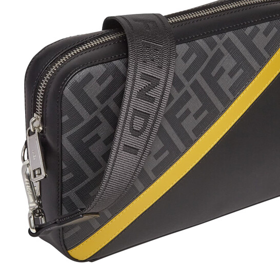 バッグ FENDI LOGO PLATE NYLON SHOULDER BAG FENDI Mamma Baguette Nylon Handbag Shoulder bag Black