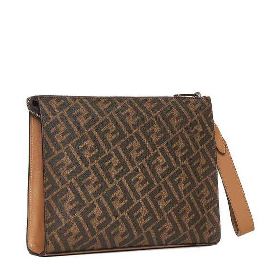 Fendi Diagonal FF Zip Clutch Purse 7VA491 AJF8 F1EGA