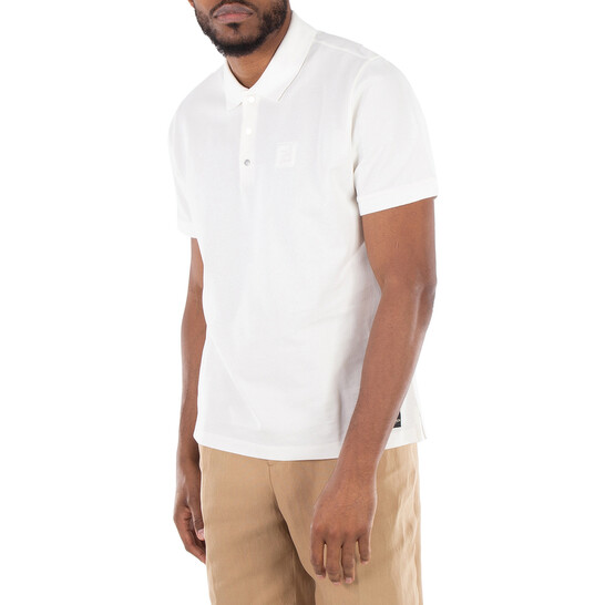 Fendi Embroidered Logo Cotton Polo Shirt, Size Small FY1309